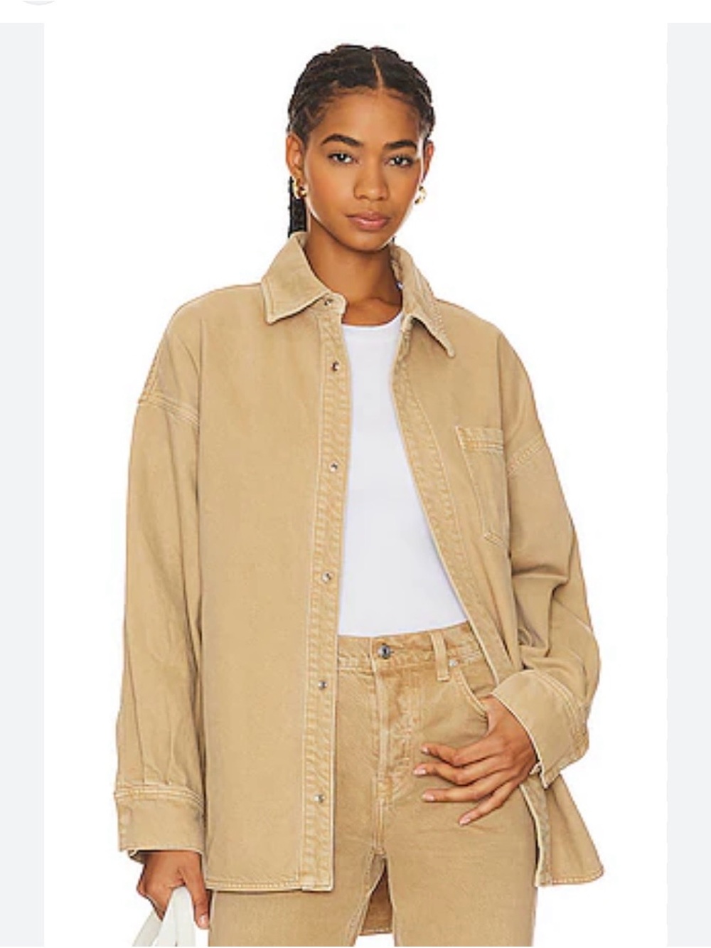 GRLFRND Oversized Tan Utility Shacket